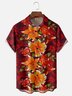 Moisture Wicking Gradient Colors Tropical Plants Flowers Chest Pocket Hawaiian Shirt
