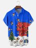 Tall Size Moisture-wicking Christmas Red House Christmas Tree Fun Chest Pocket Casual Shirt