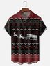 Moisture-wicking Christmas Elk Car Snowflake Chest Pocket Casual Shirt