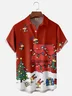 Tall Size Moisture-wicking Christmas Red House Christmas Tree Fun Chest Pocket Casual Shirt