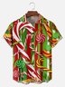 Big Size Moisture-wicking Christmas Candy Canes Pocket Casual Shirt