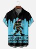Moisture-wicking Christmas Bigfoot Squrtching Through The Snow Chest Pocket Holiday Shirt