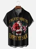 Moisture-wicking Christmas Santa Claus Chest Pocket Casual Shirt
