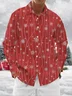 Moisture Wicking Gradient Geometric Snowflake Christmas Chest Pocket Long Sleeve Shirt