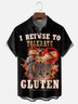 Moisture-wicking Cat I Refuse To Torelate Gluten It Makes My Tummy Hurt Chest Pocket Casual Shirt