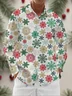 Moisture Wicking Gradient Geometric Snowflake Christmas Chest Pocket Long Sleeve Shirt
