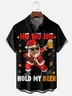 Moisture Wicking Beer Merry Christmas Chest Pocket Holiday Shirt