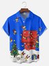 Big Size Moisture-wicking Christmas Red House Christmas Tree Fun Chest Pocket Casual Shirt