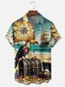 Moisture Wicking Sailboat Parrot Treasure Chest Pocket Holiday Shirt