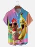 Moisture Wicking Fun Crazy Chicken & Banana Chest Pocket Holiday Shirt