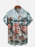 Moisture-wicking Flamingo Mosaic Art Chest Pocket Hawaiian Shirt