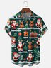 Moisture Wicking Pixel Art Santa Claus Christmas Tee Reindeer Chest Pocket Holiday Shirt