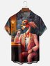 Moisture Wicking Vintage Flamingo Gentleman Chest Pocket Holiday Shirt