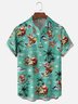 Moisture Wicking Santa Claus Beach Surfing Coconut Tree Chest Pocket Holiday Shirt