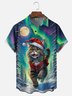 Moisture Wicking Cat in a Santa Hat Chest Pocket Holiday Shirt