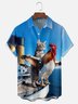 Moisture-wicking Cat and Chicken Fun Titanic Chest Pocket Hawaiian Shirt