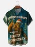 Moisture Wicking Fun Christmas Bigfoot Chest Pocket Holiday Shirt
