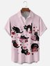 Moisture-wicking Valentine Cat Heart Chest Pocket Casual Shirt