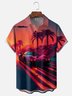 Moisture Wicking Vintage Sunset Car Chest Pocket Holiday Shirt