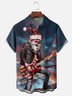 Moisture Wicking Rock Music Guitar Santa Claus Chest Pocket Holiday Shirt