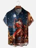 Moisture-wicking Christmas Santa Pirate Ship Chest Pocket Casual Shirt
