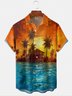 Moisture-wicking Beach Sunset Scenery Chest Pocket Hawaiian Shirt