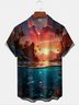 Moisture-wicking Dreamy Beach Sunset Scenery Chest Pocket Hawaiian Shirt
