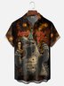 Moisture Wicking Happy New Year Gradient Fireworks Godzilla Glass Chest Pocket Holiday Shirt
