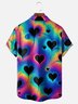 Moisture Wicking Valentine's Day Gradient Heart Chest Pocket Holiday Hawaiian Shirt