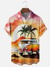 Moisture Wicking Sunset Scenery Vintage Car Vacation Chest Pocket Holiday Hawaiian Shirt