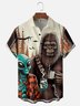 Moisture-wicking Bigfoot and Alien Coffee Chest Pocket Hawaiian Shirt