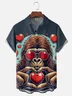 Moisture-wicking Valentine's Day Bigfoot Fun Heart Chest Pocket Casual Shirt