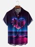 Moisture Wicking Hawaiian Beach Valentine's Day Heart Chest Pocket Holiday Hawaiian Shirt