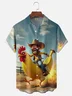 Moisture-wicking Banana Chicken Denim Funky Chest Pocket Hawaiian Shirt