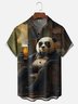 Moisture Wicking Fun Panda Beer Time Chest Pocket Holiday Hawaiian Shirt