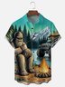 Moisture-wicking Bigfoot Camping Roast Marshmallows Chest Pocket Hawaiian Shirt