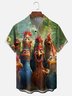 Moisture-wicking Rooster Chicken Fun Print Chest Pocket Hawaiian Shirt