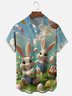 Moisture Wicking Gradient Easter Bunny Egg Chest Pocket Holiday Shirt