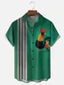 Moisture Wicking Fun Rooster Parrot Chest Pocket Holiday Bowling Shirt