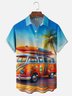 Moisture Wicking Gradient Beach Camping RV Coconut Tree Chest Pocket Holiday Shirt