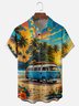 Moisture Wicking Hawaiian Vacation Vintage Car Chest Pocket Holiday Hawaiian Shirt
