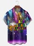 Moisture Wicking Gradient Abstract Carnival Beer Beaded Chest Pocket Holiday Shirt