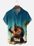 Moisture Wicking Fun Turtle Singing Chest Pocket Holiday Hawaiian Shirt