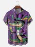 Moisture-wicking Mardi Gras Crocodile Cocktail Chest Pocket Hawaiian Shirt