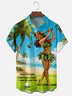 Moisture Wickin Hawaiian Golf Grass Skirt Girl Chest Pocket Holiday Hawaiian Shirt