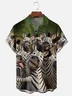 Moisture-wicking Fun Zebra Selfie Chest Pocket Hawaiian Shirt