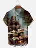 Moisture-wicking Bigfoot Forest BBQ Fun Chest Pocket Hawaiian Shirt