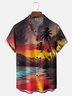 Moisture-wicking Dreamy Sunset Island Beach Chest Pocket Hawaiian Shirt
