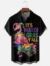 Moisture Wickin Mardi Gras Carnival Flamingo Chest Pocket Holiday Hawaiian Shirt