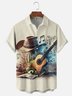 Moisture Wicking Abstract Country Music Guitar Notes Cactus Chest Pocket Holiday Shirt